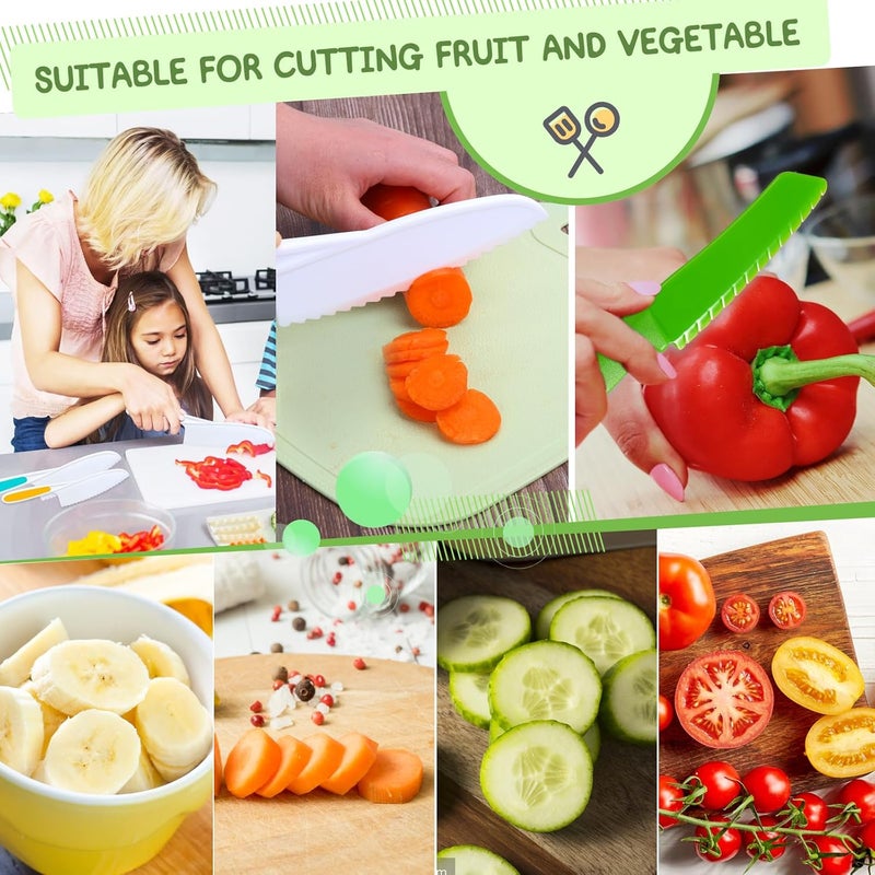 GINDECON kids knife set for real cooking - 4PCS Toddler Knife Set, BPA-Free Plastic Safe Knives for Fruits, Bread & vegetables Kitchen (Ages 3+) - Image 4